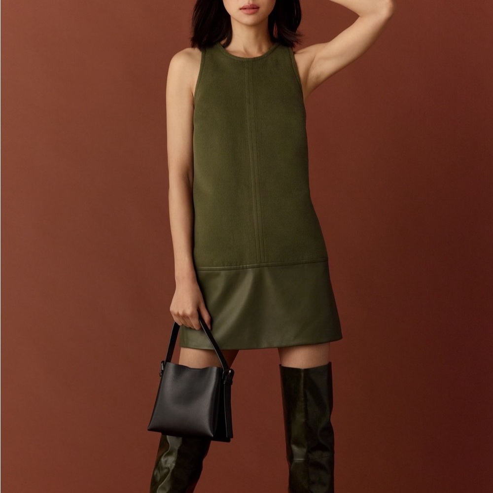 By Anthropologie Faux Leather Shift Mini Dress